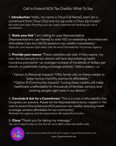 Call your Representatives today to extend the ACA credits. TogetherWorks Southern Utah